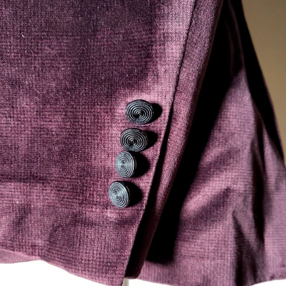 TALLIA 46R‎ Velvet Dinner Jacket Tuxedo Modern Fit Burgundy / Black